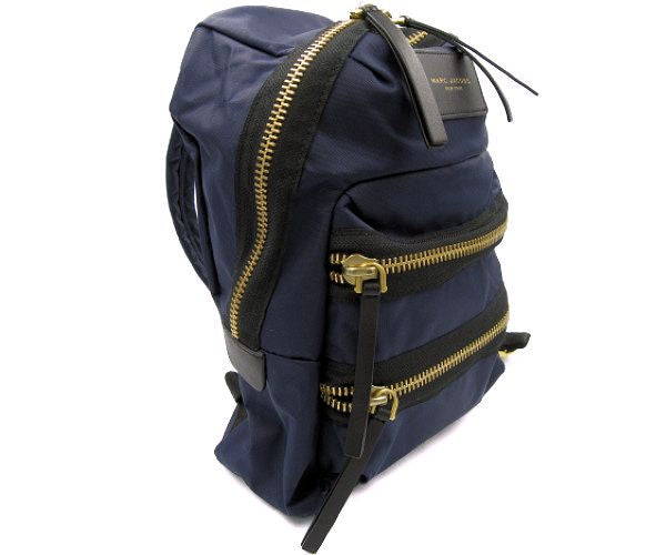 MARC JACOBS/マークジェイコブス ナイロン リュックサック 中古 ネイビー 紺 ミニ 鞄 牛革