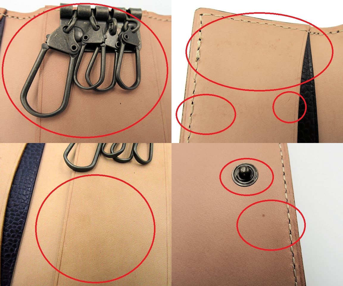 ポールスミス レザー 4連キーケース 中古 Paul Smith カーキ メンズ 牛革 本革