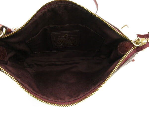 COACH 2WAY バッグ レザー チャーム付 F56126 中古 コーチ メタリック ボルドー ゴールド レディース ショルダー