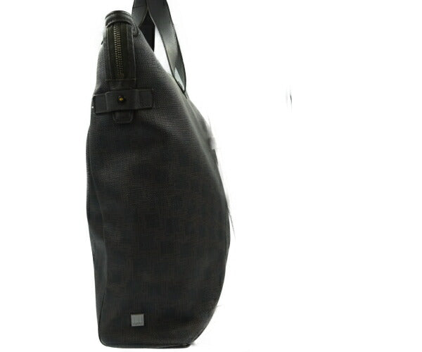 Dunhill ディーエイト キャンバス トートバッグ 中古 ダンヒル ダークブラウン PVC レザー メンズ ビジネス A4 通勤