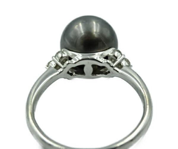ダイヤ 0.25ct ブラックパール 11.6 リング Pt900 中古 指輪 13号 プラチナ 真珠 グレー レディース おしゃれ 冠婚葬祭