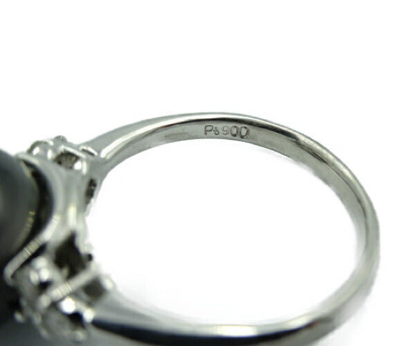ダイヤ 0.25ct ブラックパール 11.6 リング Pt900 中古 指輪 13号 プラチナ 真珠 グレー レディース おしゃれ 冠婚葬祭