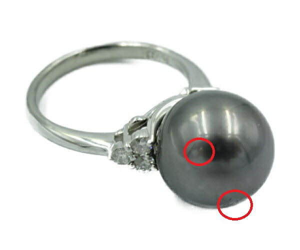 ダイヤ 0.25ct ブラックパール 11.6 リング Pt900 中古 指輪 13号 プラチナ 真珠 グレー レディース おしゃれ 冠婚葬祭