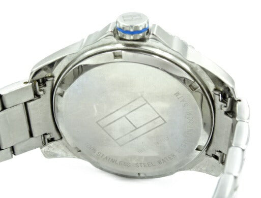 TOMMY HILFIGER トミー ヒルフィガー メンズ クォ―ツ 腕時計 中古 50M 5気圧 防水 ステンレス スチール ネイビー 紺 おしゃれ
