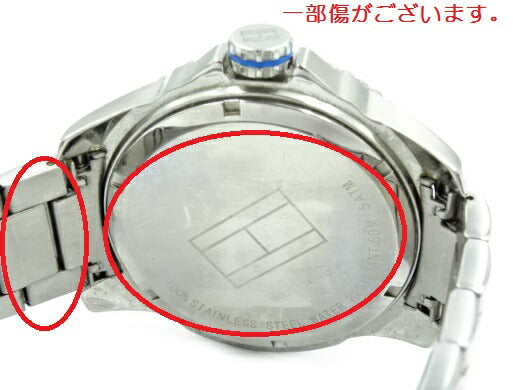 TOMMY HILFIGER トミー ヒルフィガー メンズ クォ―ツ 腕時計 中古 50M 5気圧 防水 ステンレス スチール ネイビー 紺 おしゃれ