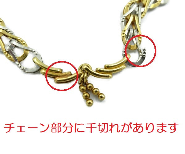 K18YG Pt850 コンビ デザイン ネックレス 中古 18金 イエローゴールド プラチナ レディース ジュエリー