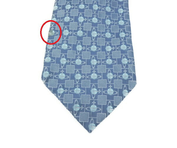 Vivienne Westwood ロゴグラム シルク 100% ネクタイ 中古 ヴィヴィアンウエストウッド 絹 ブランド おしゃれ メンズ 青