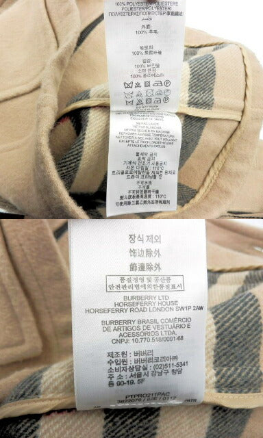 BURBERRY CHILDREN バーバリー チルドレン チェック 裏地 ダッフルコート 4Y 中古 ベージュ キッズ アウター 100cm 110cm ウール 毛 ブランド