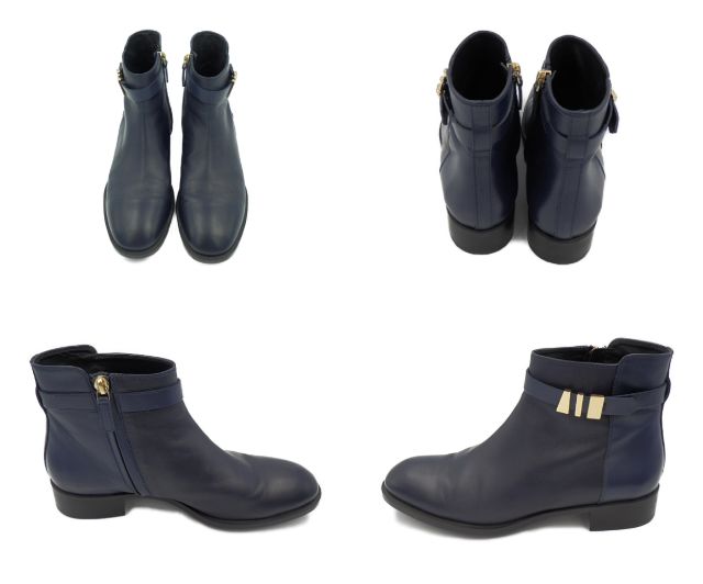 TODS サイドジップ レザー ショート ブーツ 約23.5cm 中古 トッズ 本革 靴 シューズ ブランド おしゃれ ラバー カジュアル
