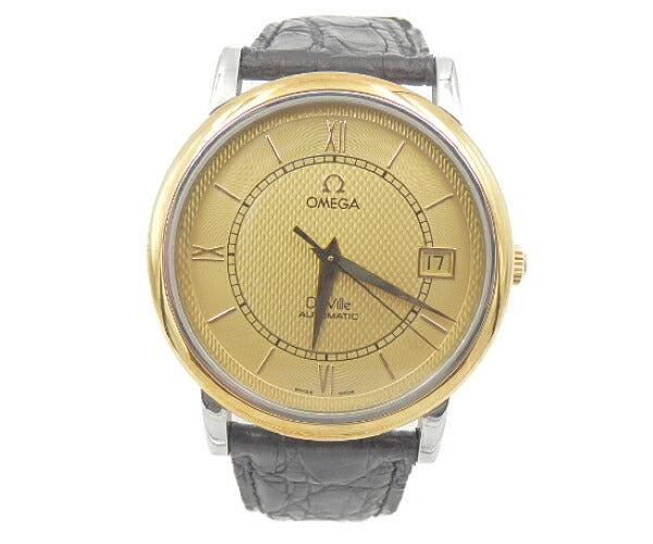 OMEGA オメガ デビル (コンビ) オートマチック 腕時計 中古 77041101 自動巻き ゴールド ブラック メンズ 18K レザー