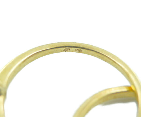 4℃ ヨンドシー K18 白石 茶石 Wリング 10号 中古 アクセサリー ジュエリー 指輪 ゴールド 18金 ブランド