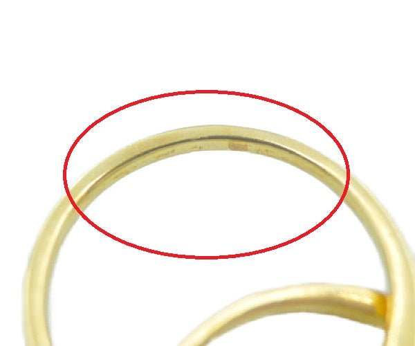 4℃ ヨンドシー K18 白石 茶石 Wリング 10号 中古 アクセサリー ジュエリー 指輪 ゴールド 18金 ブランド