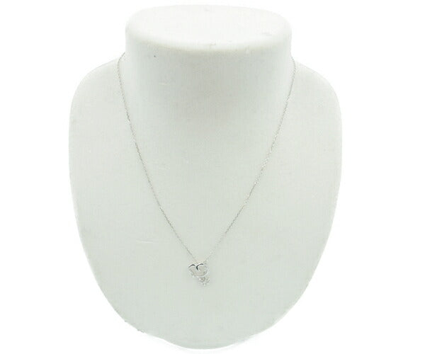 STAR JEWELRY スタージュエリー K10WG ダイヤ 0.08ct ハート 雪の結晶 ネックレス 中古 アクセサリー レディース ホワイトゴールド 10金