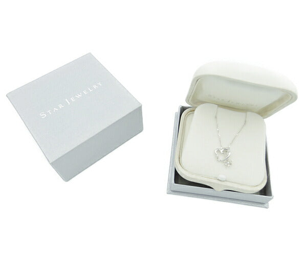 STAR JEWELRY スタージュエリー K10WG ダイヤ 0.08ct ハート 雪の結晶 ネックレス 中古 アクセサリー レディース ホワイトゴールド 10金