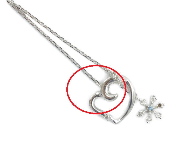 STAR JEWELRY スタージュエリー K10WG ダイヤ 0.08ct ハート 雪の結晶 ネックレス 中古 アクセサリー レディース ホワイトゴールド 10金