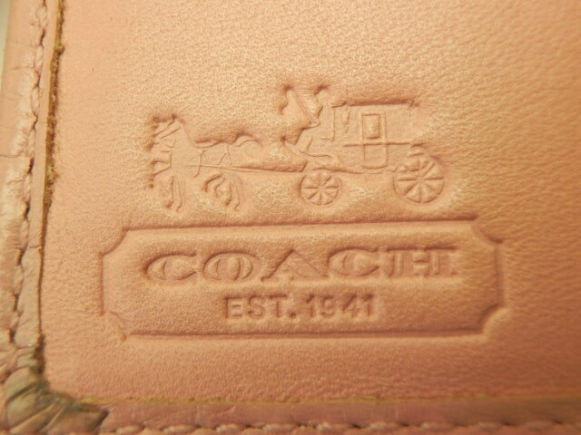 COACH シグネチャー キャンバス 二つ折り 財布 中古 コーチ クロコ調 レザー ブランド おしゃれ ミニ コンパクト