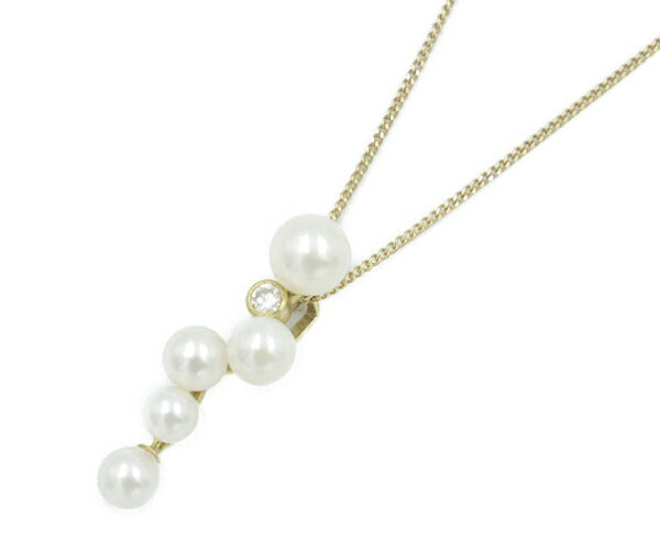 K18 ダイヤ 0.06ct パール ネックレス 中古 アクセサリー ジュエリー レディース 18金 ゴールド