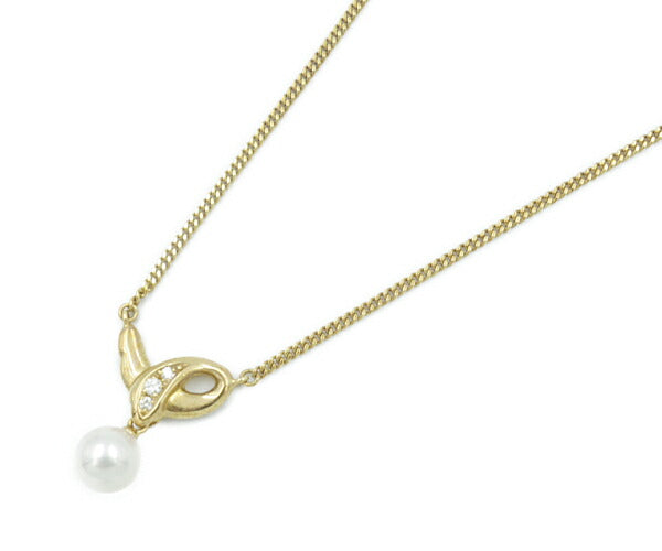 K18 ダイヤ 0.04ct パール 7.2mm ネックレス 中古 アクセサリー ジュエリー ゴールド 18金 ダイヤモンド レディー