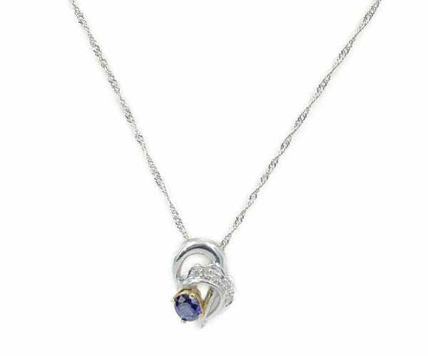 pt900 K18 ダイヤ0.05ct サファイヤ 0.52ct pt850 ネックレス 中古 アクセサリー ジュエリー プラチナゴールド レディース おしゃれ