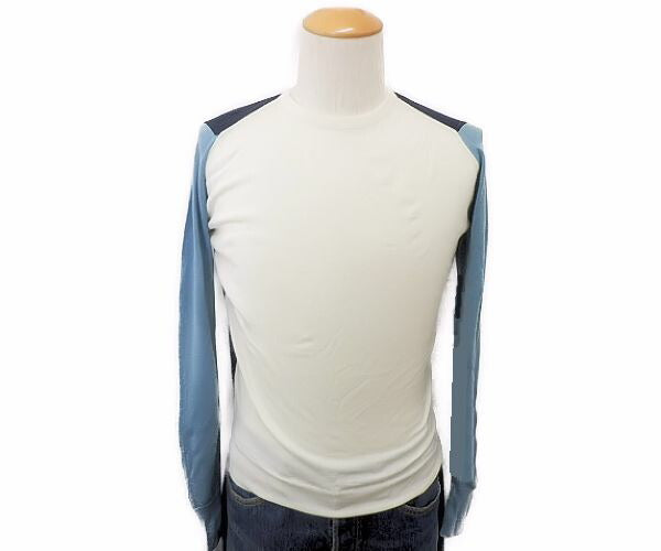 JOHN SMEDLEY ジョンスメドレー ウール ニット セーター Sサイズ 中古 ブルー ホワイト メンズ 冬物 無地 シンプル カジュアル 青 白