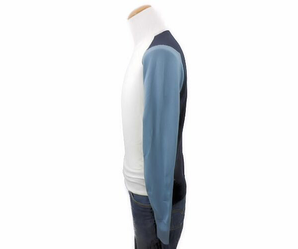 JOHN SMEDLEY ジョンスメドレー ウール ニット セーター Sサイズ 中古 ブルー ホワイト メンズ 冬物 無地 シンプル カジュアル 青 白