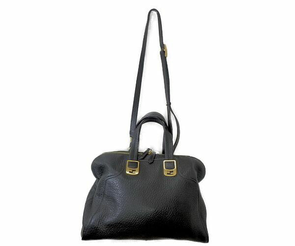 FENDI フェンディ カメレオン 2way レザー ハンドバッグ 中古 8BL110 ショルダー ブラック 黒 レディース ブランド 鞄