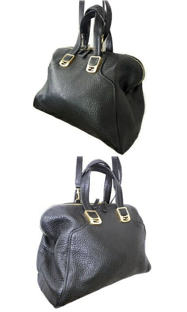 FENDI フェンディ カメレオン 2way レザー ハンドバッグ 中古 8BL110 ショルダー ブラック 黒 レディース ブランド 鞄