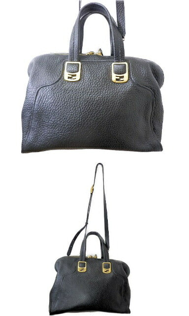 FENDI フェンディ カメレオン 2way レザー ハンドバッグ 中古 8BL110 ショルダー ブラック 黒 レディース ブランド 鞄