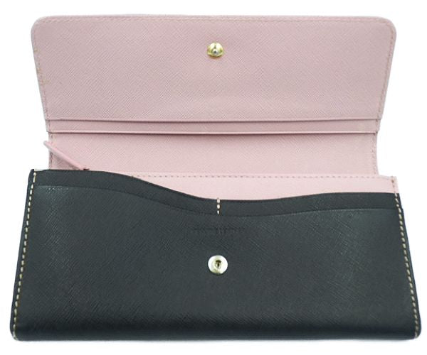 Paul Smith ポールスミス 二つ折り長財布 中古 ブラック 黒 ピンク レディース 無地 ウォレット