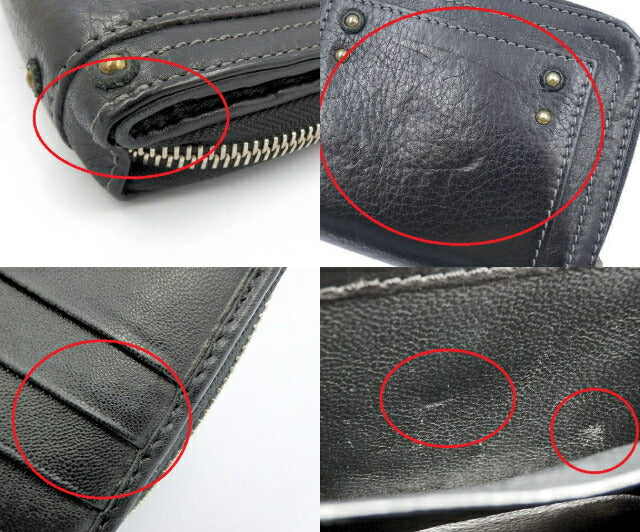 Chloe クロエ パディントン 二つ折り財布 中古 ブラック 黒 レザー ラウンドファスナー ブランド ウォレット