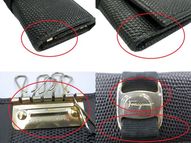 Salvatore Ferragamo サルヴァトーレフェラガモ ヴァラ 6連 キーケース 中古 レザー ブラック 黒 レディース ブランド