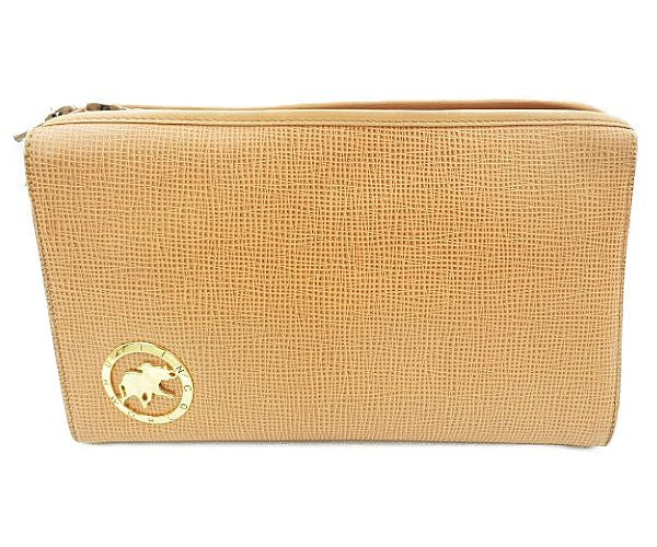 HUNTING WORLD ハンティングワールド レザー セカンドバッグ 中古 ブラウン 茶 鞄 クラッチバッグ ブランド ミニ 小さめ