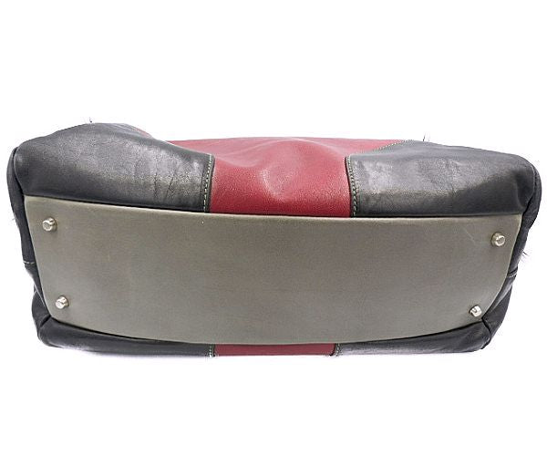 FURLA フルラ レザー ハンドバッグ 中古 レッド ネイビー 赤 紺 ブランド 鞄 レディース