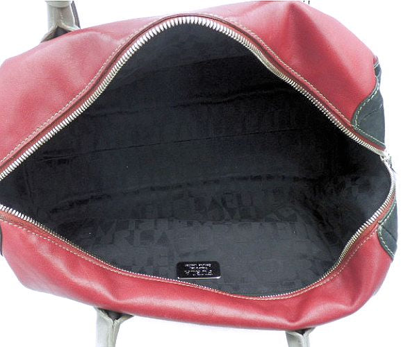 FURLA フルラ レザー ハンドバッグ 中古 レッド ネイビー 赤 紺 ブランド 鞄 レディース
