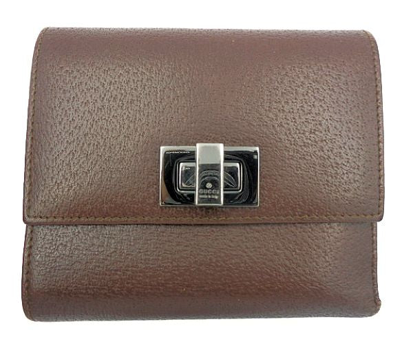 GUCCI グッチ ピッグレザー 三つ折り財布 中古 035・1408・2057 豚革 本革 ブラウン 茶 ウォレット ブランド