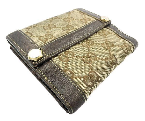 GUCCI グッチ GGキャンバス Wホック財布 中古 154117 1502 GGマーク ブランド ユニセックス メンズ レディース
