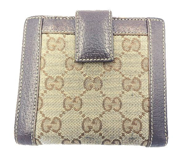 GUCCI グッチ GGキャンバス Wホック財布 中古 154117 1502 GGマーク ブランド ユニセックス メンズ レディース