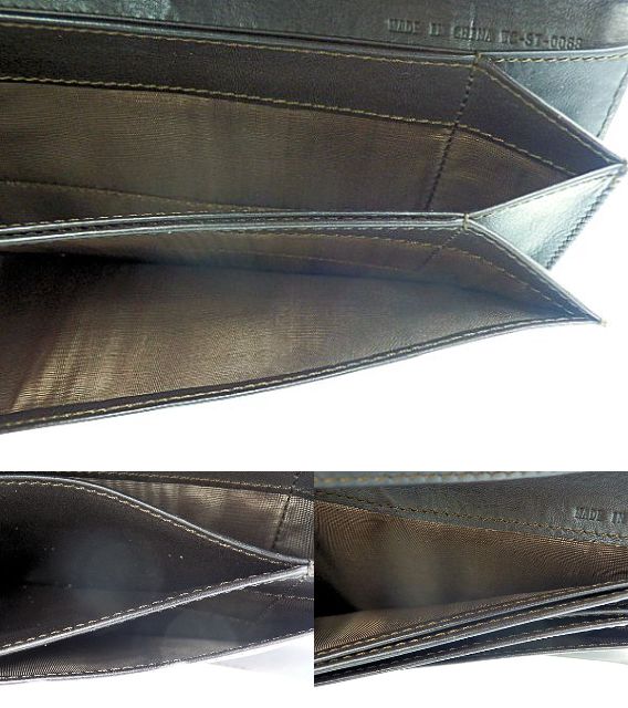 CELINE セリーヌ マカダム クロコ 型押し 二つ折り長財布 中古 WC-ST-0068 キャンバス レザー ウォレット ブラウン レディース