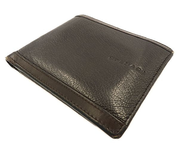 BVLGARI ブルガリ グレインレザー 二つ折り財布 中古 ブラウン 茶 メンズ ブランド ウォレット シンプル