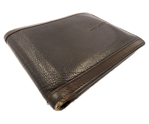 BVLGARI ブルガリ グレインレザー 二つ折り財布 中古 ブラウン 茶 メンズ ブランド ウォレット シンプル