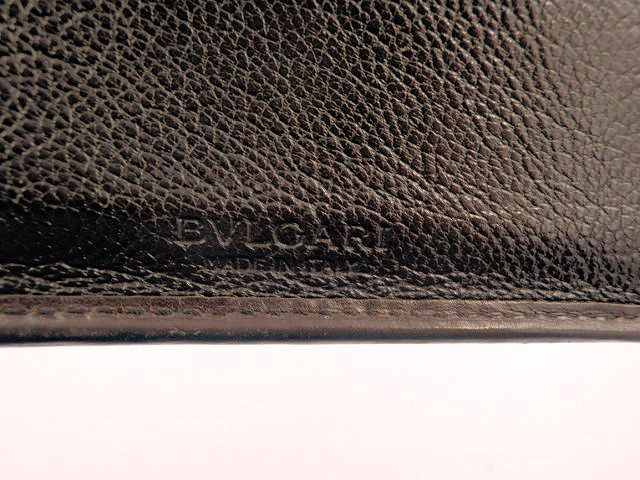 BVLGARI ブルガリ グレインレザー 二つ折り財布 中古 ブラウン 茶 メンズ ブランド ウォレット シンプル