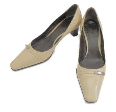 BALLY スクエアトゥ パンプス 35EU 4ハーフUS 約22.0 中古 バリー レザー 本革 靴 ヒール 太め ブランド おしゃれ