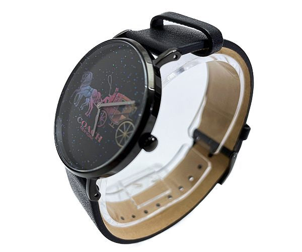 COACH コーチ クォーツ 腕時計 中古 ブラック 黒 ラメ ロゴ レディース おしゃれ ブランド