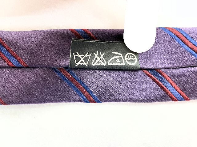 PRADA プラダ シルク ストライプ ネクタイ 中古 パープル 紫 メンズ ブランド 絹 100%