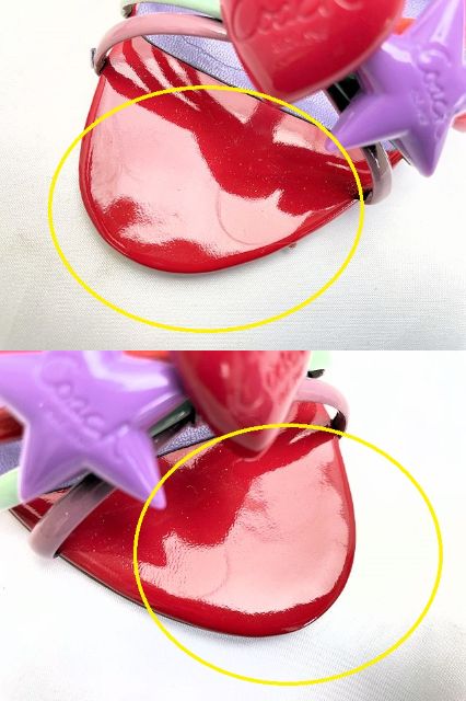 COACH コーチ エナメル サンダル 約24cm 中古 マルチカラー カラフル レディース 5 ハート スター ブランド