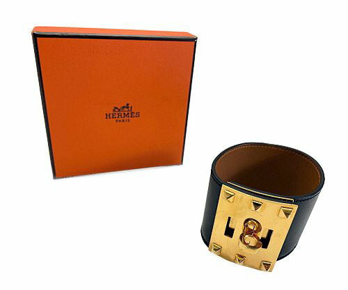 HERMES エルメス エクストリーム ケリードッグ 中古 N Q□50 ブラック 黒 アクセサリー バングル ブランド スタッズ