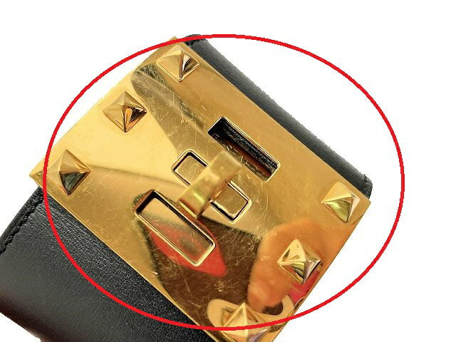 HERMES エルメス エクストリーム ケリードッグ 中古 N Q□50 ブラック 黒 アクセサリー バングル ブランド スタッズ