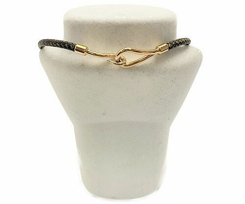 HERMES エルメス ジャンボ チョーカー 中古 2way ブレスレット グリーン ブラウン アクセサリー レザー