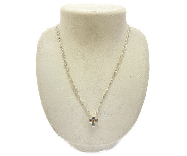 FolliFollie フォリフォリ シルバー925 クロス 3連チェーン ネックレス 中古 銀 アクセサリー ジュエリー ブランド 十字架 レディース