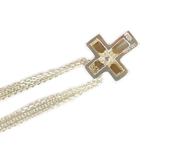 FolliFollie フォリフォリ シルバー925 クロス 3連チェーン ネックレス 中古 銀 アクセサリー ジュエリー ブランド 十字架 レディース